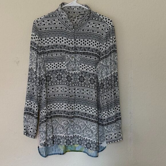 Vicente Tunic Shirt Womens Colorful Floral Print Top Long Sleeve Button Up S-z M - Picture 1 of 13